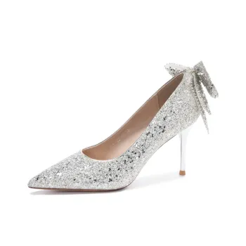 Lan Miao Slim Heel High Heels Women's Water Silver