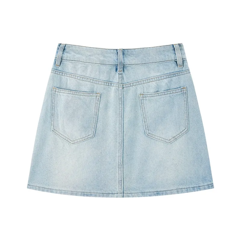 LEDIN Denim Short Skirts Women's Light Denim Blue-1