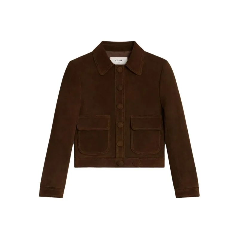 CELINE Straight-cut Blouson Jacket In Suede-0