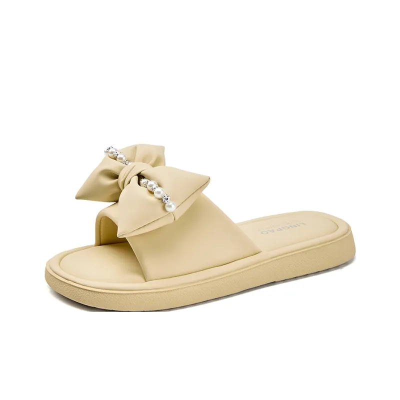 LINGPAO Rubber Sole Crystal Slide Slippers Women's-6