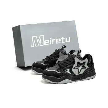 Meiretu Anti Slip Wear Resistant Low Top Skateboard Shoes Men's Black