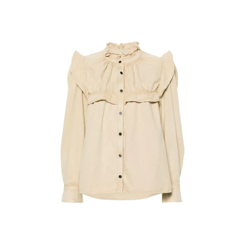ISABEL MARANT ETOILE Idety Ruffled Denim Shirt-0