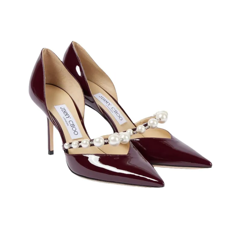 Jimmy Choo Aurelia Slim Heel High Heels 8.5cm Women's Red-3