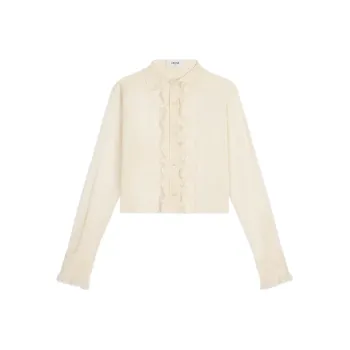 CELINE Romy Cropped Shirt In Lace And Cotton