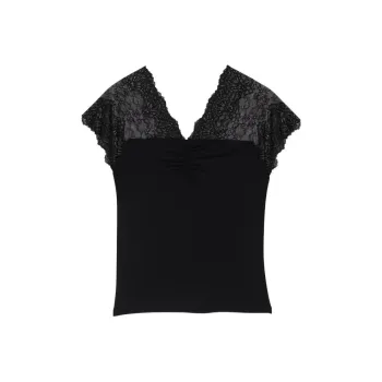 Maje Lace-trim Jersey Top
