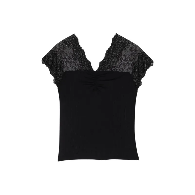 Maje Lace-trim Jersey Top-0