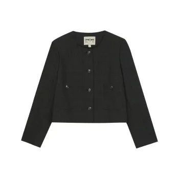 Omont Jackets Coats Women's Black Plaid Pattern