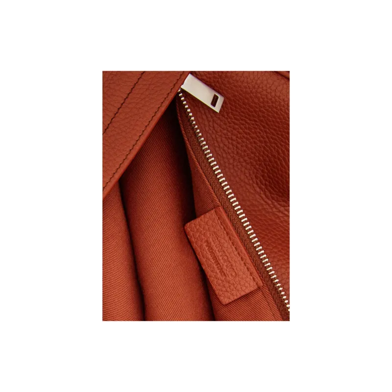 FERRAGAMO Hammered Texture Cow Leather Sling Bag Large Size Women's Brick Red-4