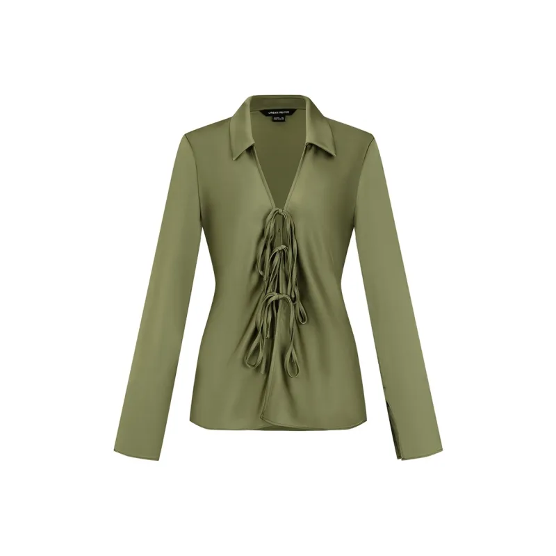 URBAN REVIVO Shirt Women's Khaki Green-0