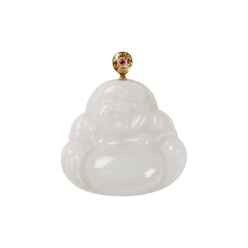 Execute The Blessing Hetian Jade Pendants White Jade Unisex-0
