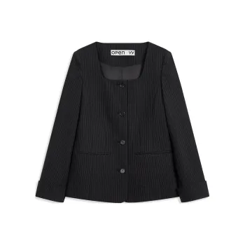 Open Yy SQUARE NECK JACKET Jackets Coats Women's NAVY/Marine Blue