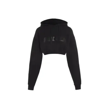 Mugler Logo-raised Cropped Hoodie