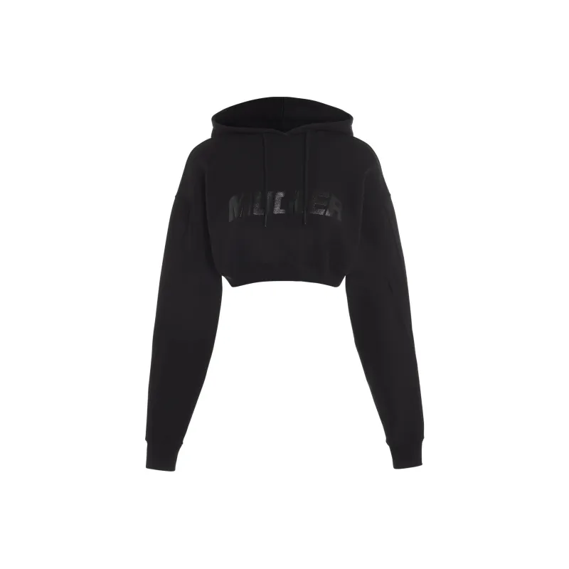 Mugler Logo-raised Cropped Hoodie-0