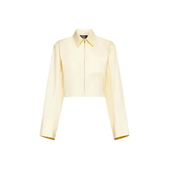 Jacquemus Collared Zip Up Cropped Jacket