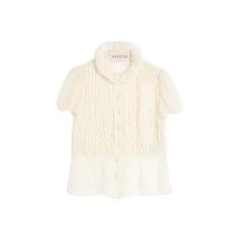 Valentino Ruffled Straight Hem Blouse