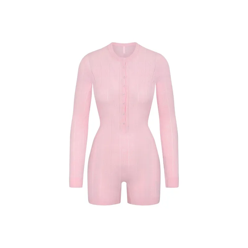 SKIMS FW24 Fake Day Collection Sweater Poinelle Onesie Bodysuits Women's BABY PINK/Light Pink-0
