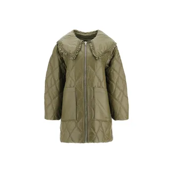 GANNI Shiny Quilted Zipped Oversized Jacket