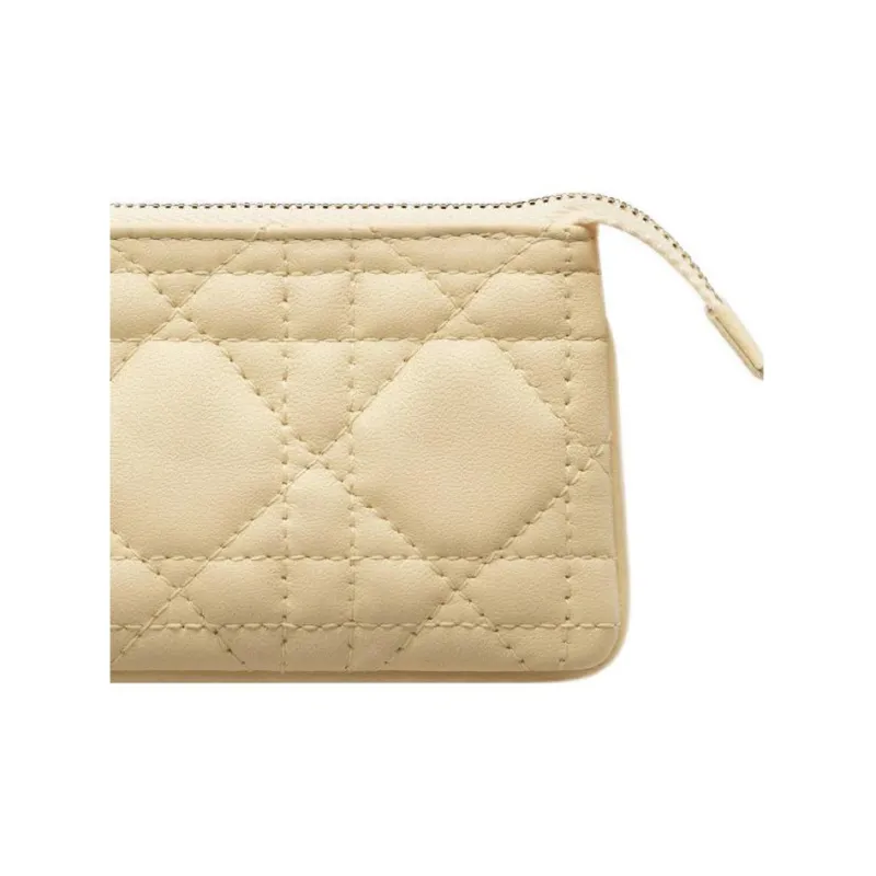 DIOR Lady Dior Lambskin Key Pouch Clutch Women's Candy Light Yellow-4