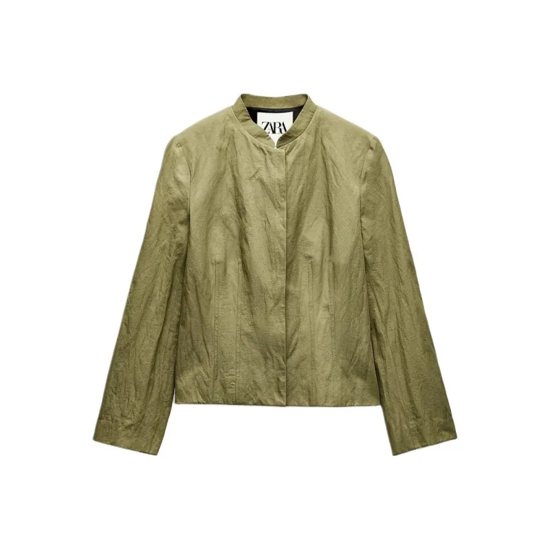 ZARA Jackets & Coats Women's Green-0