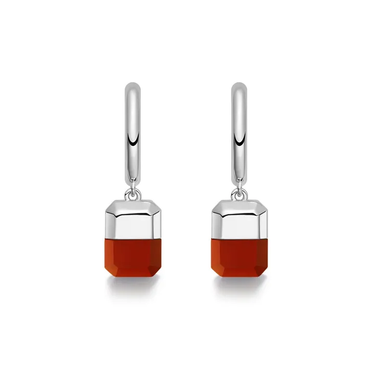 HEFANG Candy Series Copper Alloy Lucky Sugar Cube Hoop Earrings Women's-14