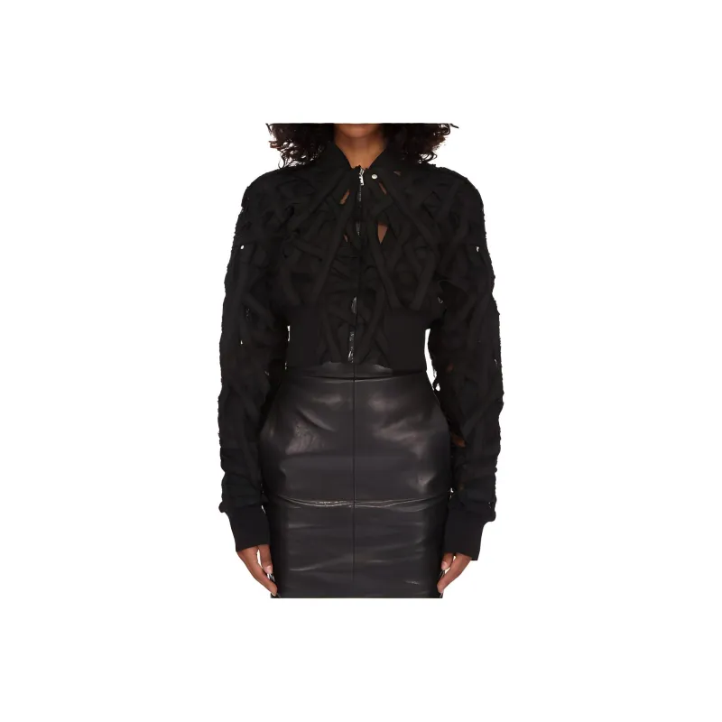 RICK OWENS Flight Cropped Jacket 'Black'-0