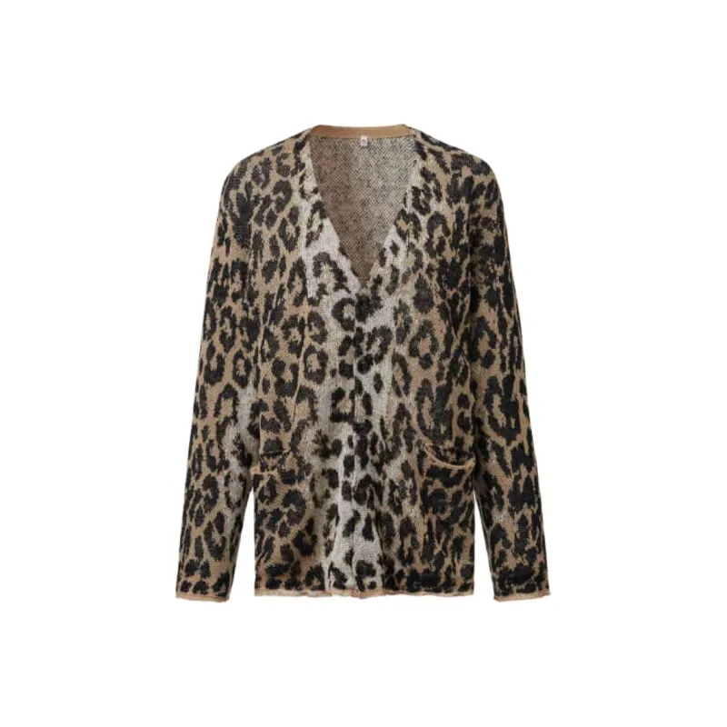 R13 Leopard Jacquard Knit Cardigan-0