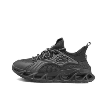 Kuding Running Shoes Men Low Top Gray White Black