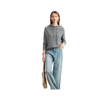 MIHUANG Cashmere Sweater Women's Medium Gray