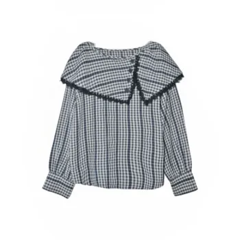 Icicofficial Shirt Women's Navy Blue Plaid