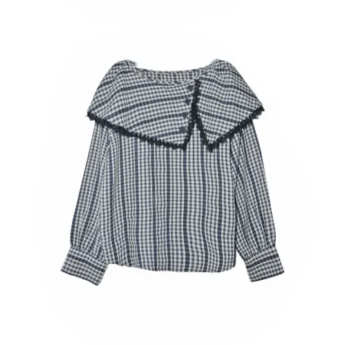 Icicofficial Shirt Women's Navy Blue Plaid