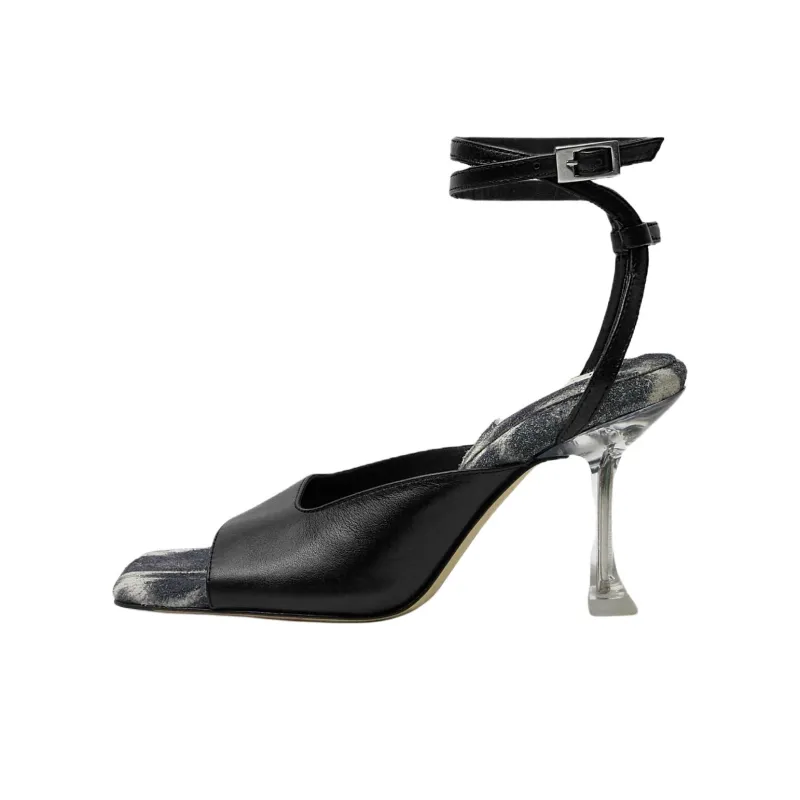 MIISTA Rozeen One Strap Sandals 9cm Women's Black-0