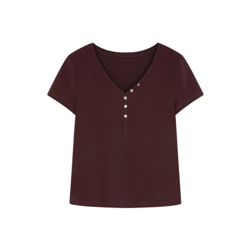 Mo Han Yi Mei Shirt Women's Purple Wine-0