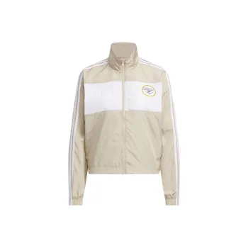 Adidas Originals American Vintage Preppy Style Stand Collar Jacket Women's Beige Umber
