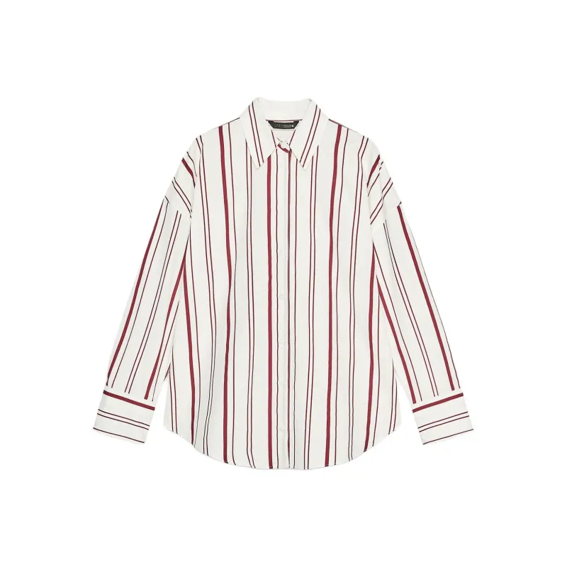 ZARA Shirt Women's White/Dark Red-0