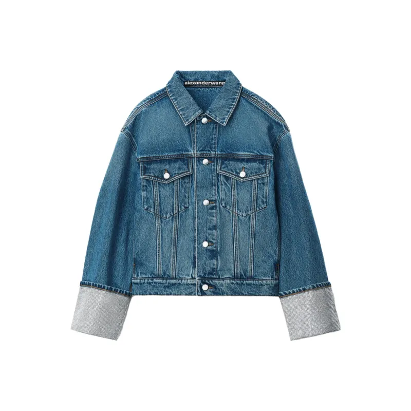 Alexander Wang Crystal Embellished Denim Jacket-0