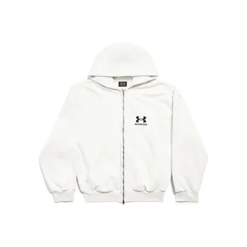 Balenciaga Logo Embroidered Zip Up Hoodie
