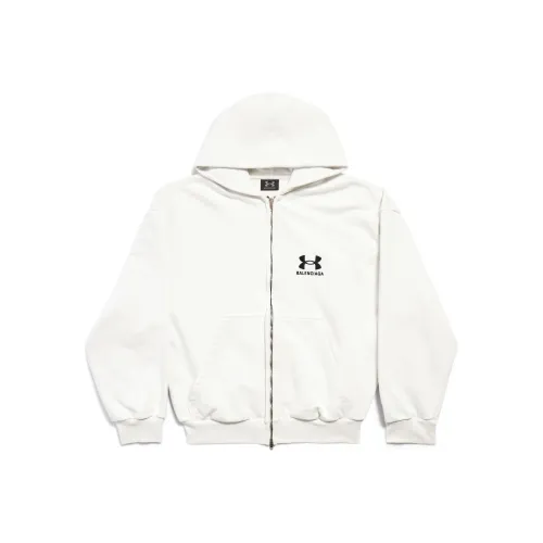 Balenciaga Logo Embroidered Zip Up Hoodie