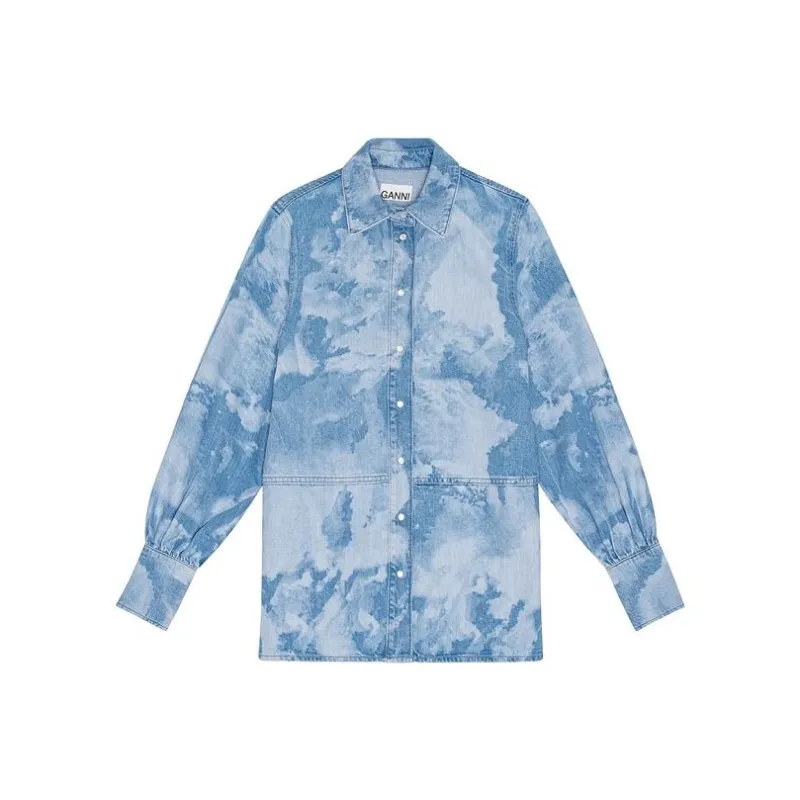 GANNI Bleach wash Denim Shirt-0