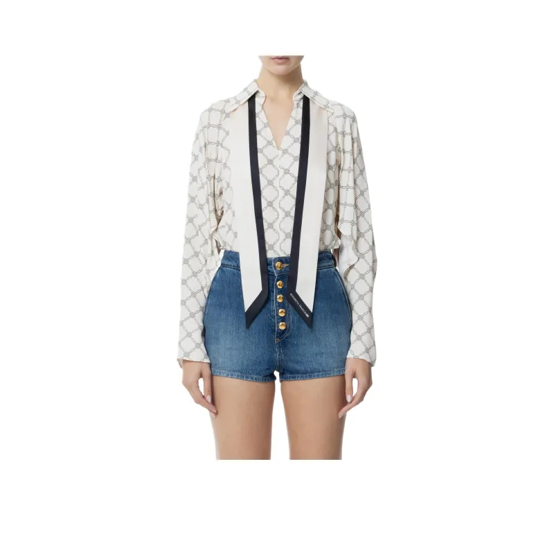 Elisabetta Franchi Diamond Printed Georgette Blouse-0