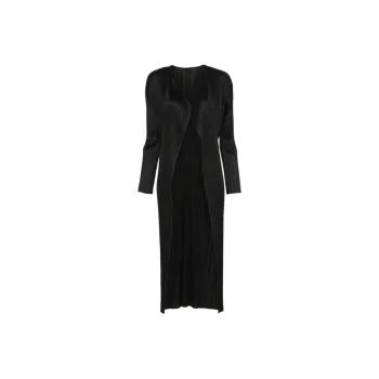 ISSEY MIYAKE Plissé Effect Draped Lapels Coat