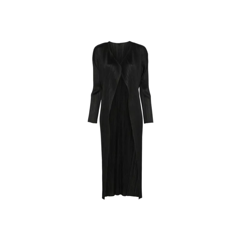 ISSEY MIYAKE Plissé Effect Draped Lapels Coat-0