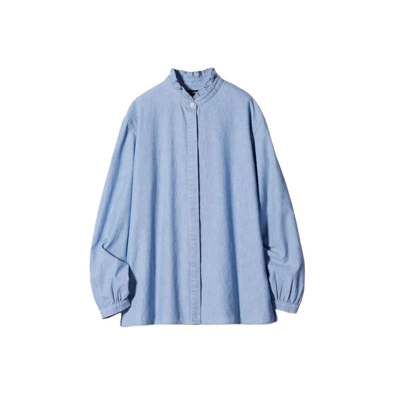 Ines De La Fressange X UNIQLO X Ines De La Fressange Shirts Women's Blue-0