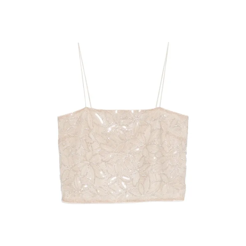 Rotate Sequin Embellished Cropped Blouse-0