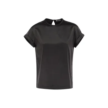 Brunello Cucinelli Monil Chain Satin T Shirt