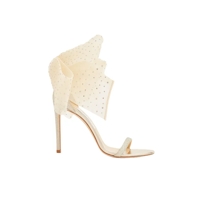 Jimmy Choo Aveline One Strap Sandals 10cm Women's Gold-1