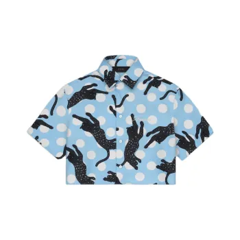 AMIRI Leopard Silk Shirt Women's Blue