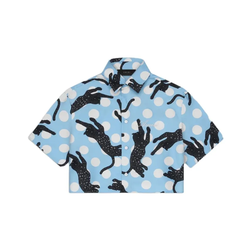 AMIRI Leopard Silk Shirt Women's Blue-0