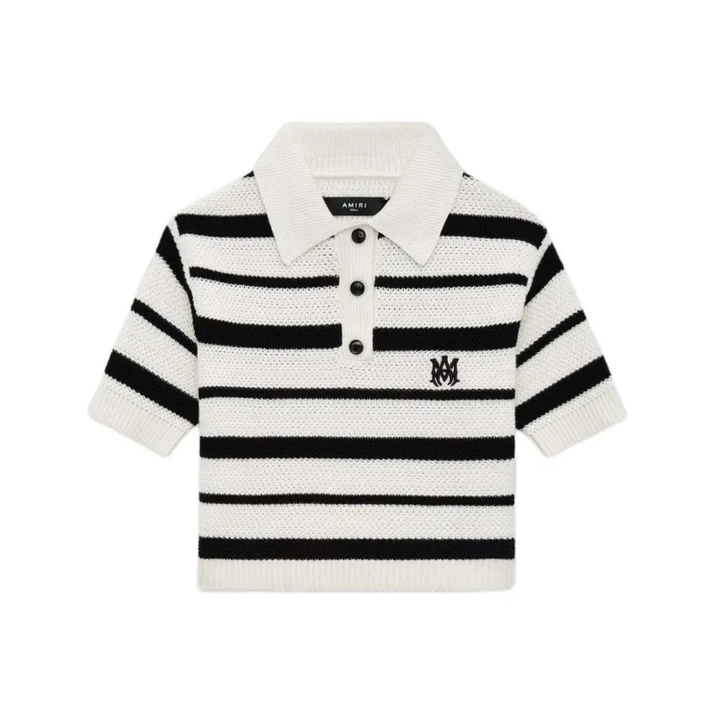 AMIRI Ma Striped Polo 'Black/Alabaster'-0