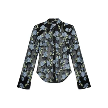 Rotate Flower Mesh Long Sleeved Shirt