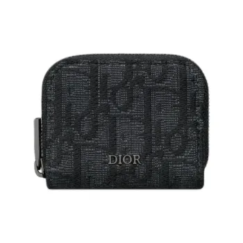 DIOR Cotton Coin Purse Small Size Unisex Black